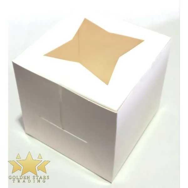 [CBXW-060606] White Cake Box with Window 6"x6"x6"