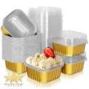 5oz (150ml) Gold Square Aluminum Foil Cup with Lid