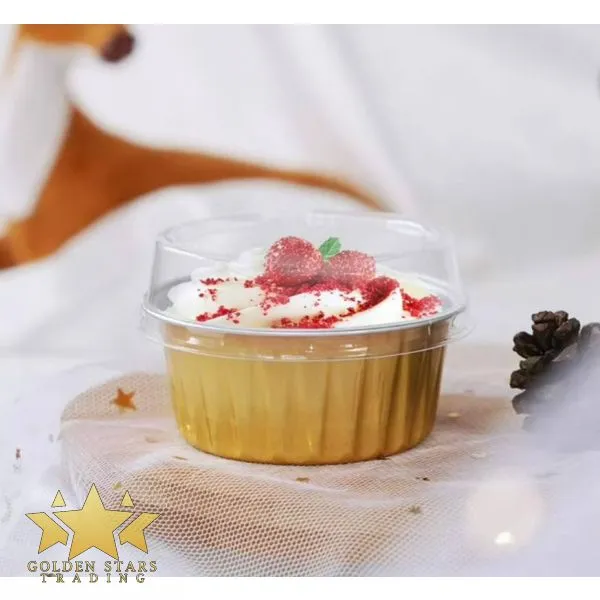 [C002-FLAT] 5oz (125ml) Gold Round Aluminum Foil Cup with Flat Lid