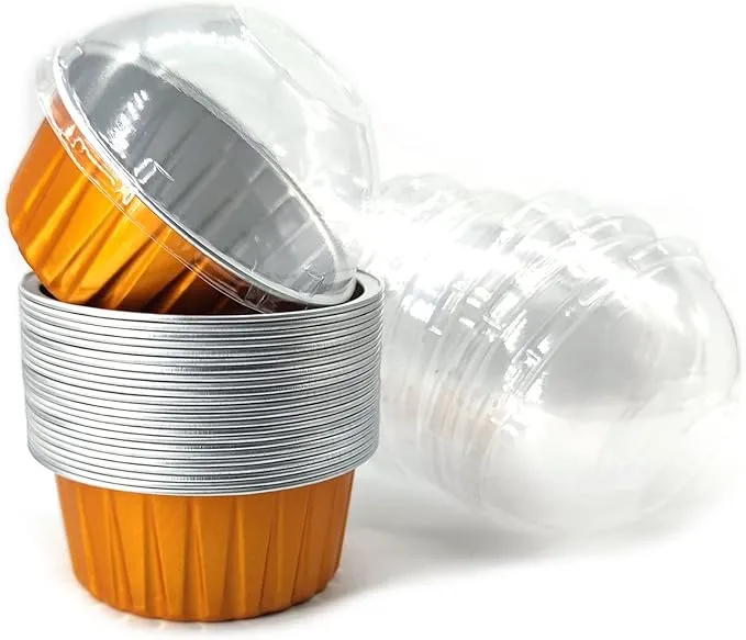 [C002-DOME] 5oz (125ml) Gold Round Aluminum Foil Cup with Dome Lid