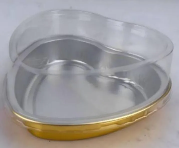 [E255] Gold Heart Aluminum Foil Container with Lid (255ml)